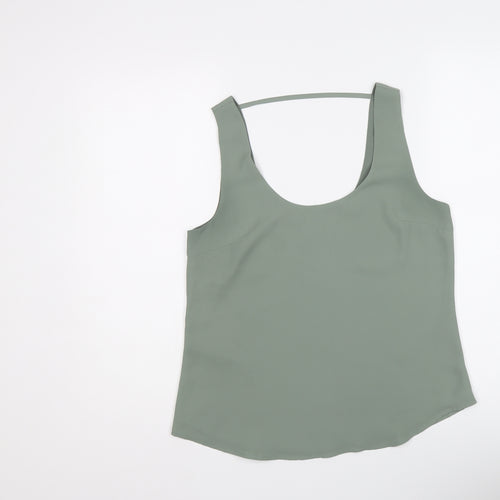 Oasis Womens Green Polyester Basic Tank Size 10 Round Neck