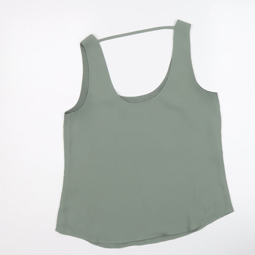 Oasis Womens Green Polyester Basic Tank Size 10 Round Neck
