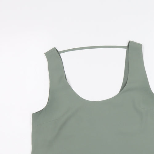 Oasis Womens Green Polyester Basic Tank Size 10 Round Neck