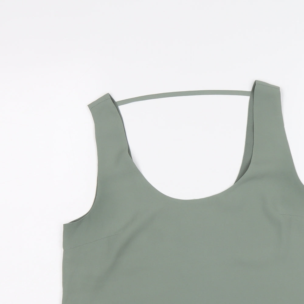 Oasis Womens Green Polyester Basic Tank Size 10 Round Neck