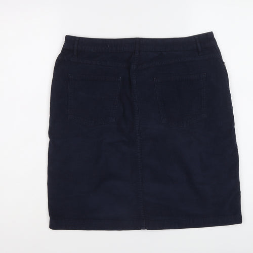 Fat Face Womens Blue Cotton A-Line Skirt Size 12 Button