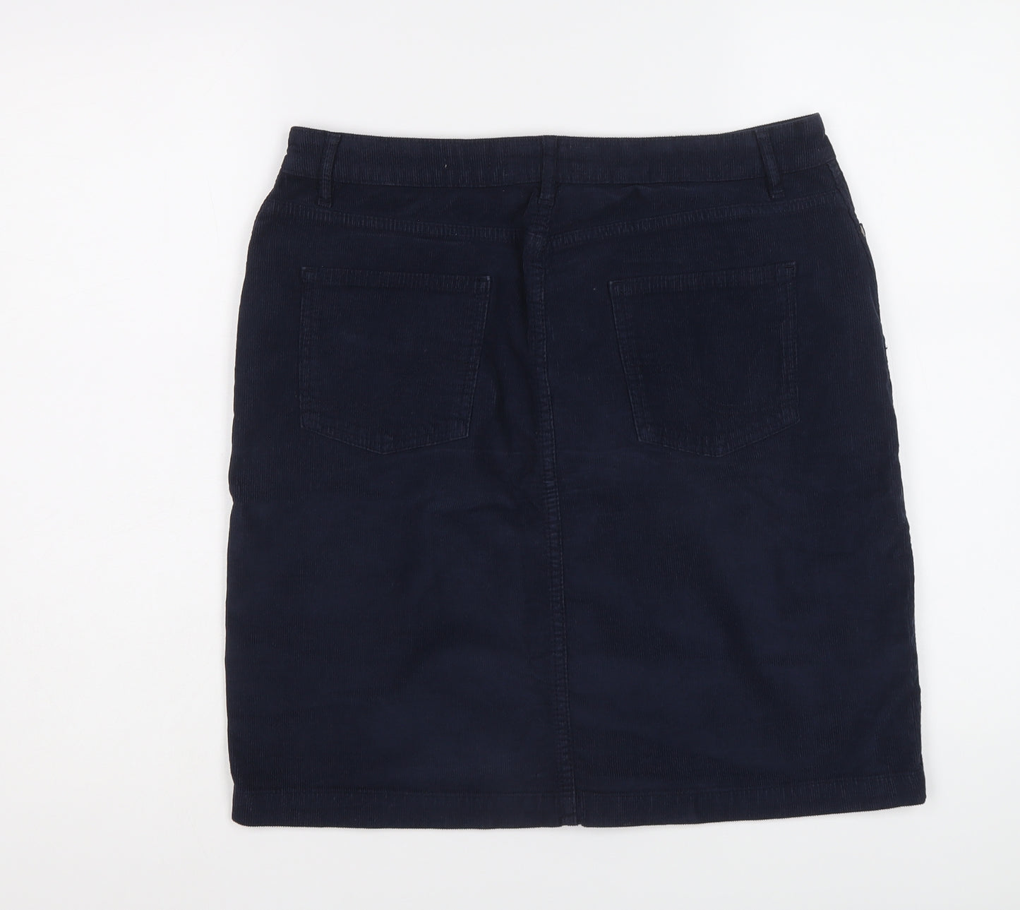 Fat Face Womens Blue Cotton A-Line Skirt Size 12 Button