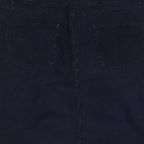 Fat Face Womens Blue Cotton A-Line Skirt Size 12 Button