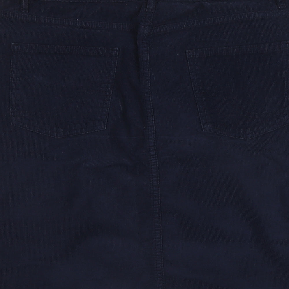 Fat Face Womens Blue Cotton A-Line Skirt Size 12 Button