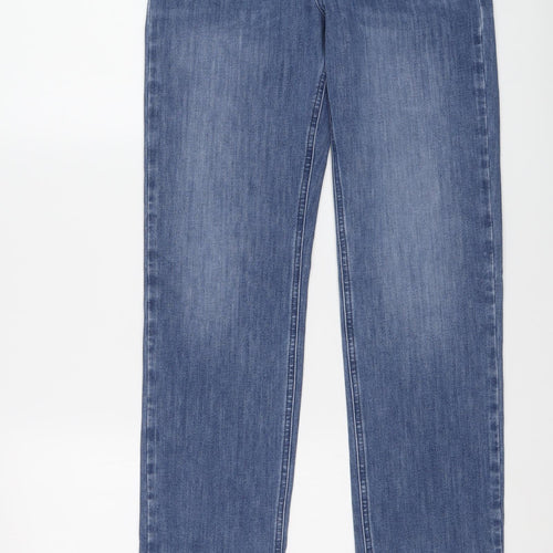 Marks and Spencer Womens Blue Cotton Straight Jeans Size 12 L30 in Regular Button