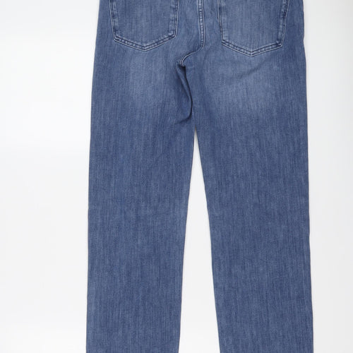 Marks and Spencer Womens Blue Cotton Straight Jeans Size 12 L30 in Regular Button