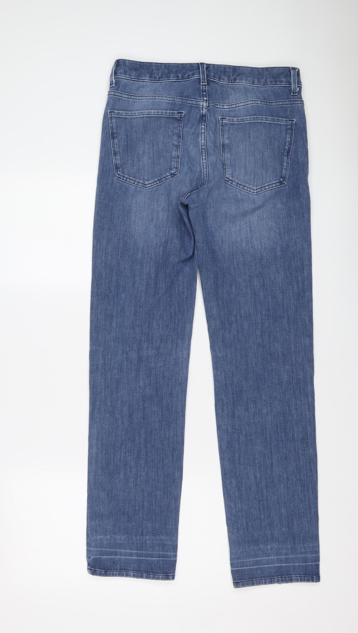 Marks and Spencer Womens Blue Cotton Straight Jeans Size 12 L30 in Regular Button