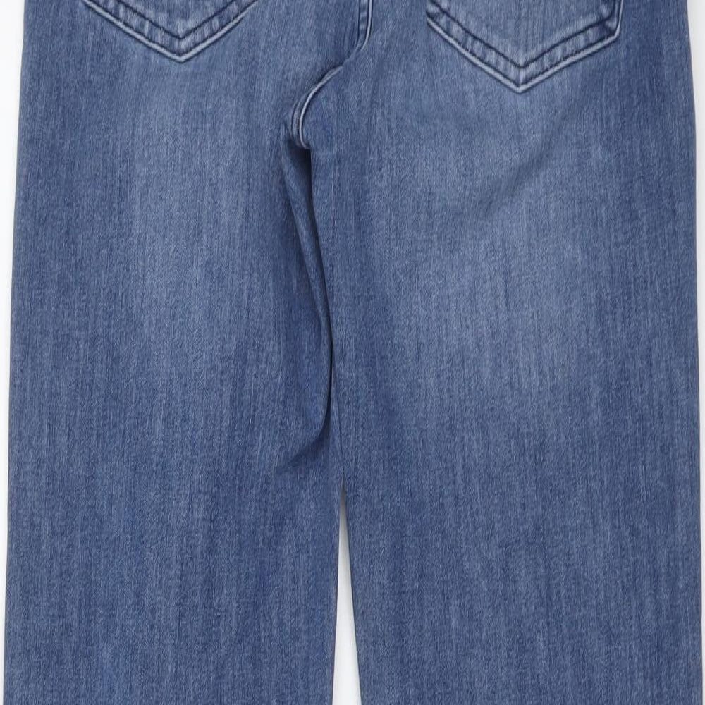 Marks and Spencer Womens Blue Cotton Straight Jeans Size 12 L30 in Regular Button