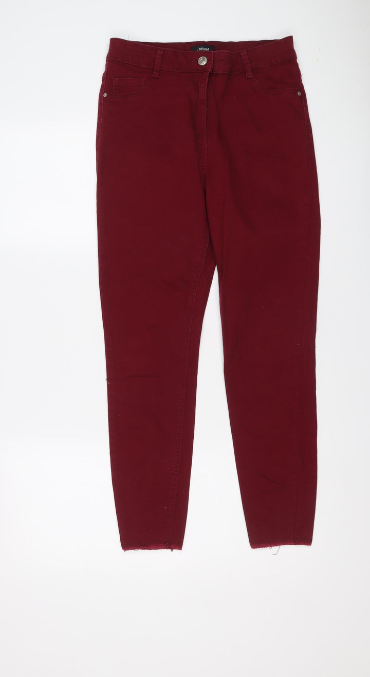 Authentic Womens Red Cotton Skinny Jeans Size 12 L25 in Regular Button