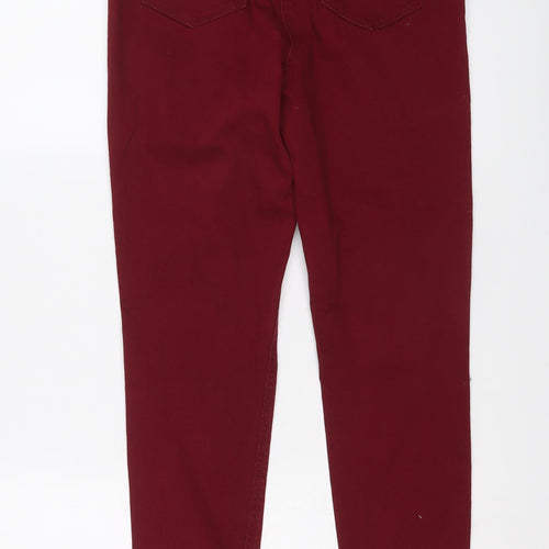 Authentic Womens Red Cotton Skinny Jeans Size 12 L25 in Regular Button