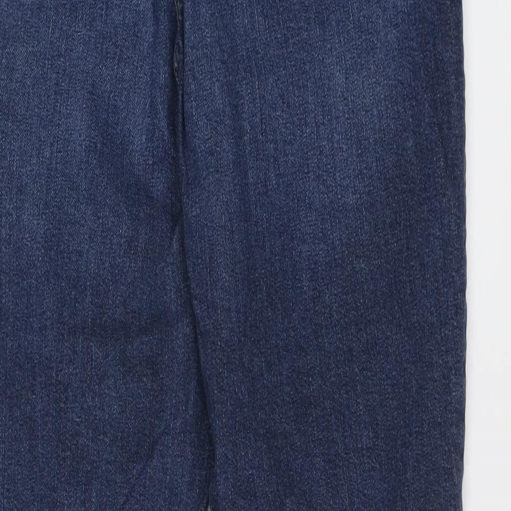 Papaya Womens Blue Cotton Boyfriend Jeans Size 12 L25 in Regular Button