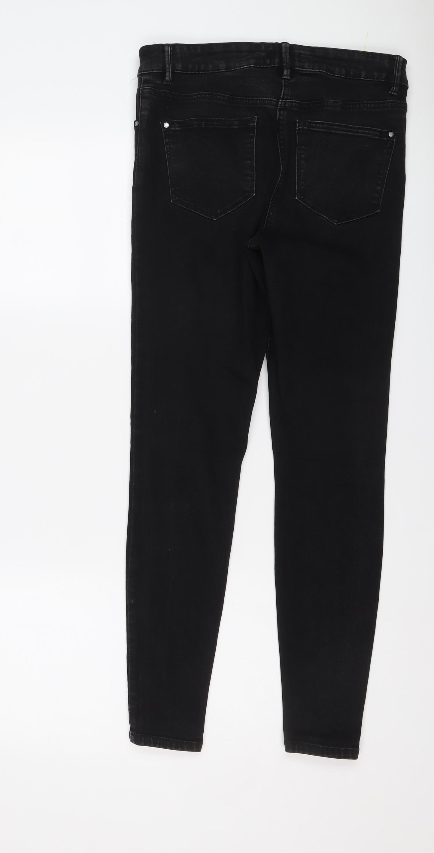 Authentic Womens Black Cotton Skinny Jeans Size 12 L27 in Regular Button