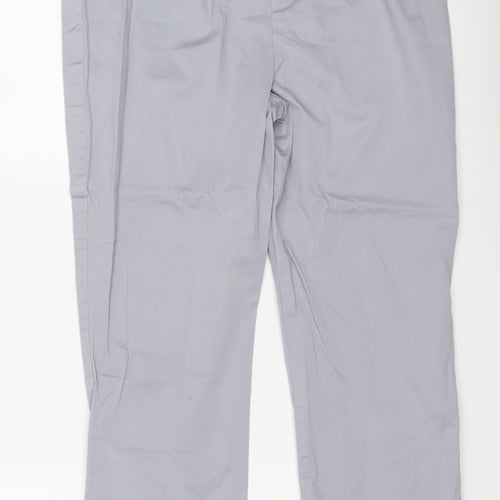 Marks and Spencer Womens Grey Cotton Trousers Size 14 L24 in Regular Button