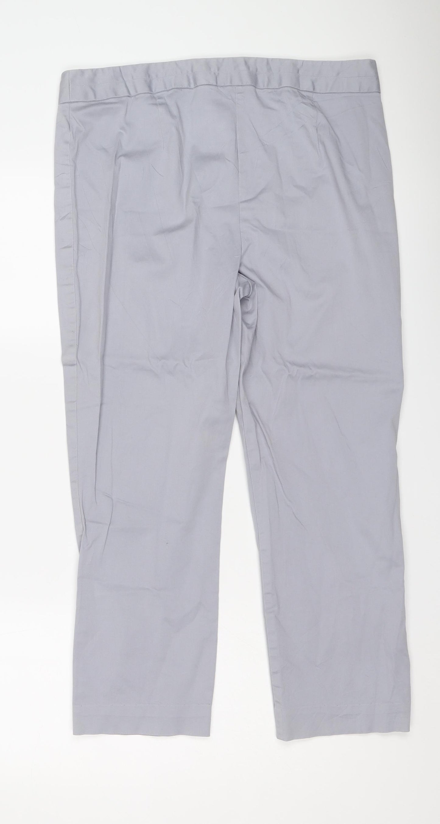 Marks and Spencer Womens Grey Cotton Trousers Size 14 L24 in Regular Button