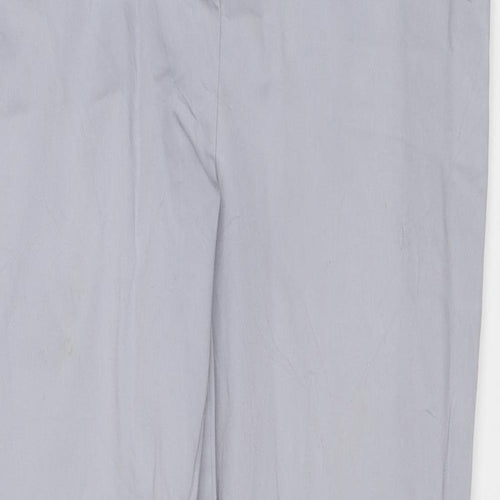Marks and Spencer Womens Grey Cotton Trousers Size 14 L24 in Regular Button