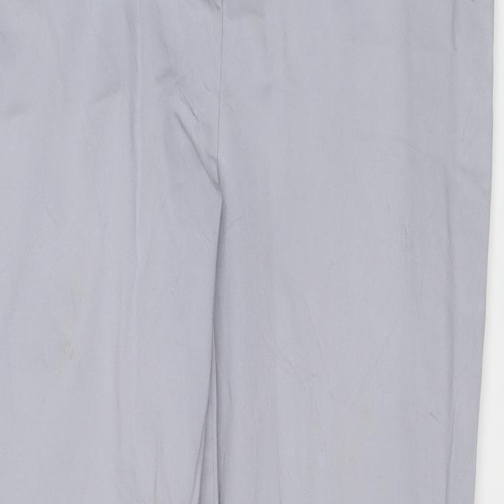 Marks and Spencer Womens Grey Cotton Trousers Size 14 L24 in Regular Button
