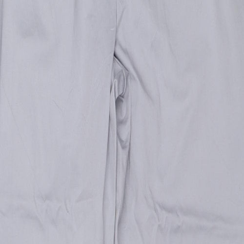 Marks and Spencer Womens Grey Cotton Trousers Size 14 L24 in Regular Button