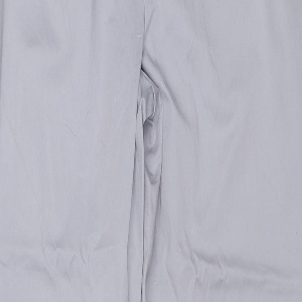 Marks and Spencer Womens Grey Cotton Trousers Size 14 L24 in Regular Button