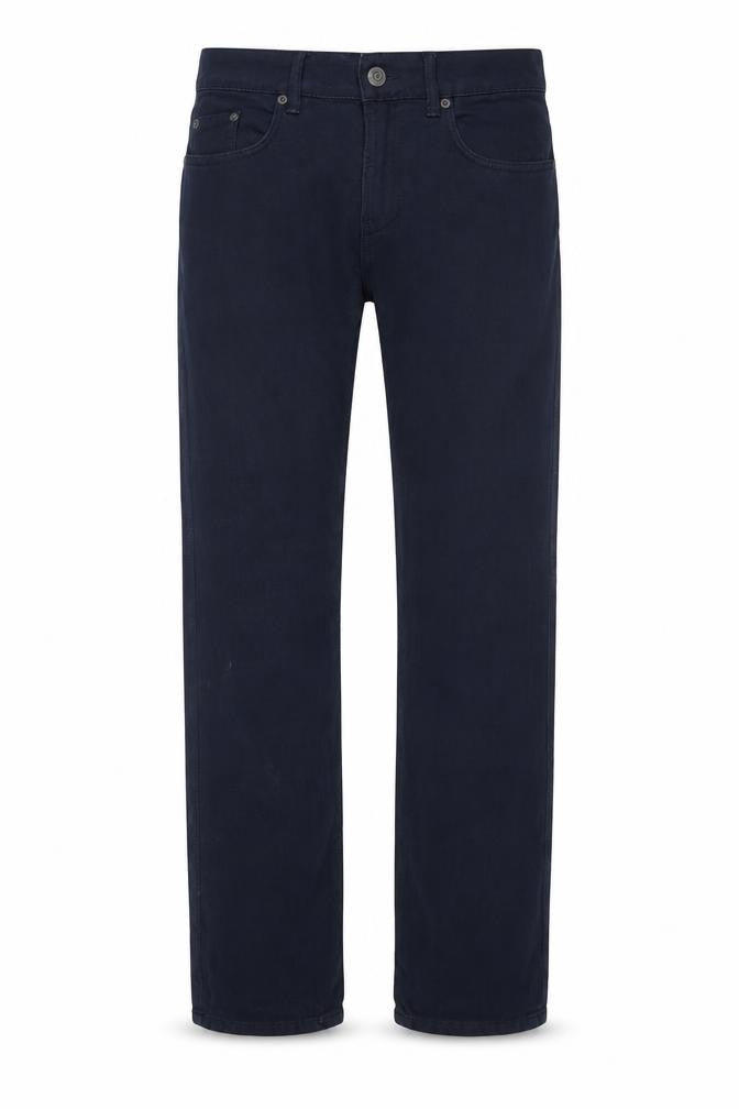 Front view of ESPRIT men’s blue cotton straight jeans, size 30, in, 32-inch leg regular button