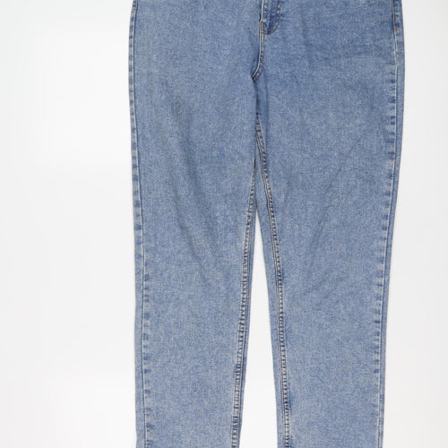 Denim & Co. Womens Blue Cotton Boyfriend Jeans Size 12 L26 in Regular Button