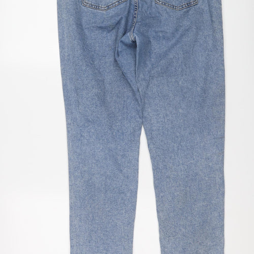 Denim & Co. Womens Blue Cotton Boyfriend Jeans Size 12 L26 in Regular Button