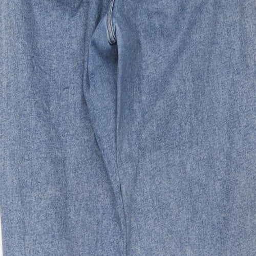 Denim & Co. Womens Blue Cotton Boyfriend Jeans Size 12 L26 in Regular Button