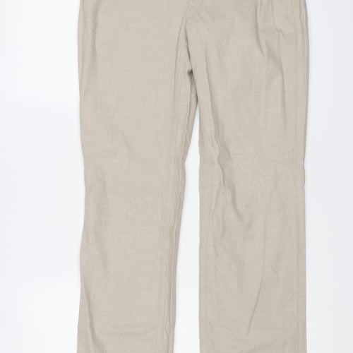 Per Una Womens Beige Cotton Carrot Trousers Size 10 L30 in Regular Button