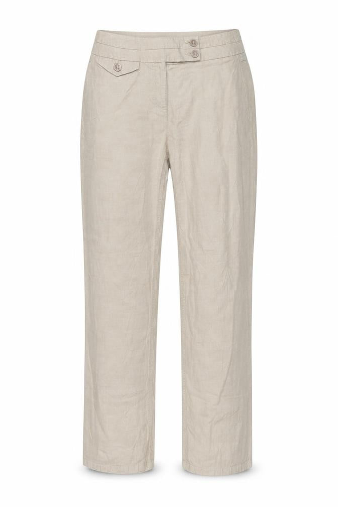 Per Una Womens Beige Cotton Carrot Trousers Size 10 L30 in Regular Button