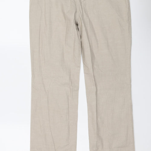 Per Una Womens Beige Cotton Carrot Trousers Size 10 L30 in Regular Button