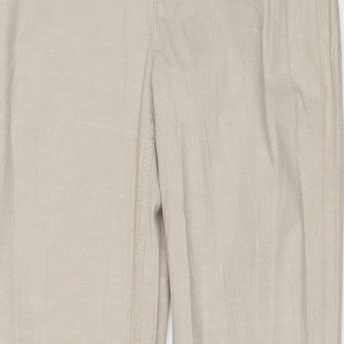 Per Una Womens Beige Cotton Carrot Trousers Size 10 L30 in Regular Button