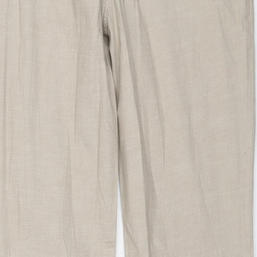 Per Una Womens Beige Cotton Carrot Trousers Size 10 L30 in Regular Button