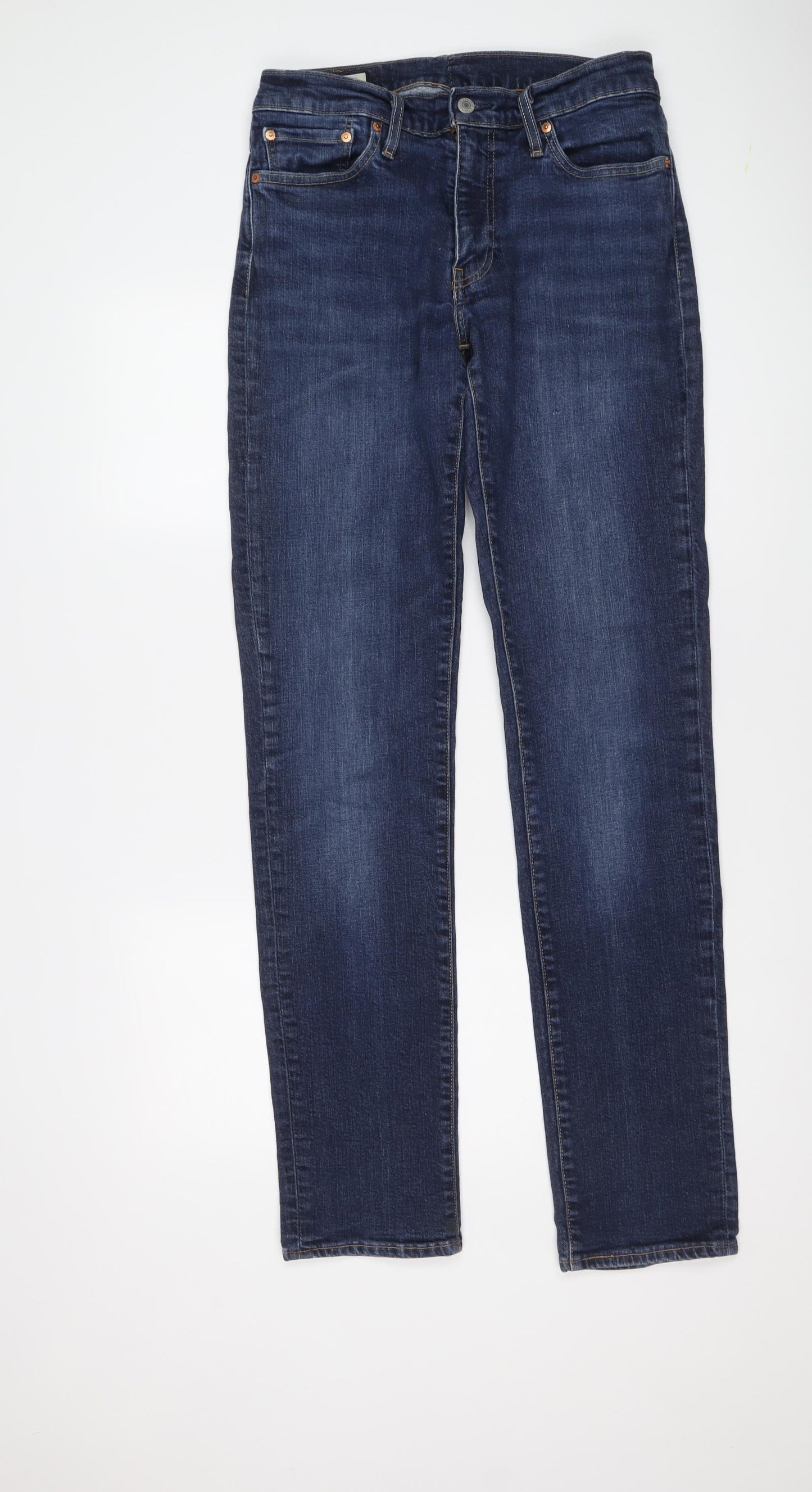 Levi's Mens Blue Cotton Straight Jeans Size 32 in L36 in Regular Button
