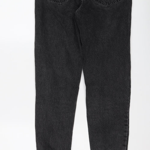 Zara Womens Grey Cotton Boyfriend Jeans Size 8 L26 in Regular Button
