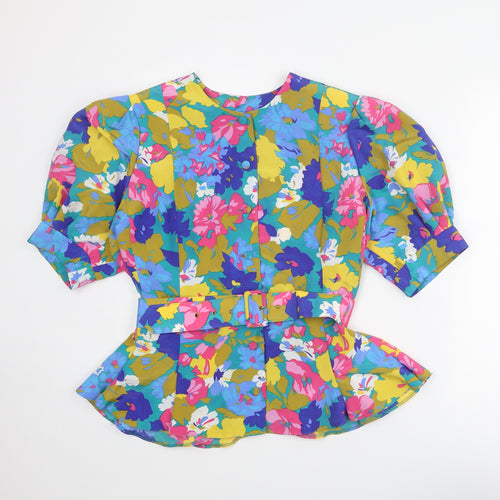 Le Clou Womens Multicoloured Floral Polyester Basic Blouse Size 14 Round Neck