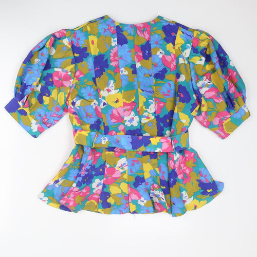 Le Clou Womens Multicoloured Floral Polyester Basic Blouse Size 14 Round Neck