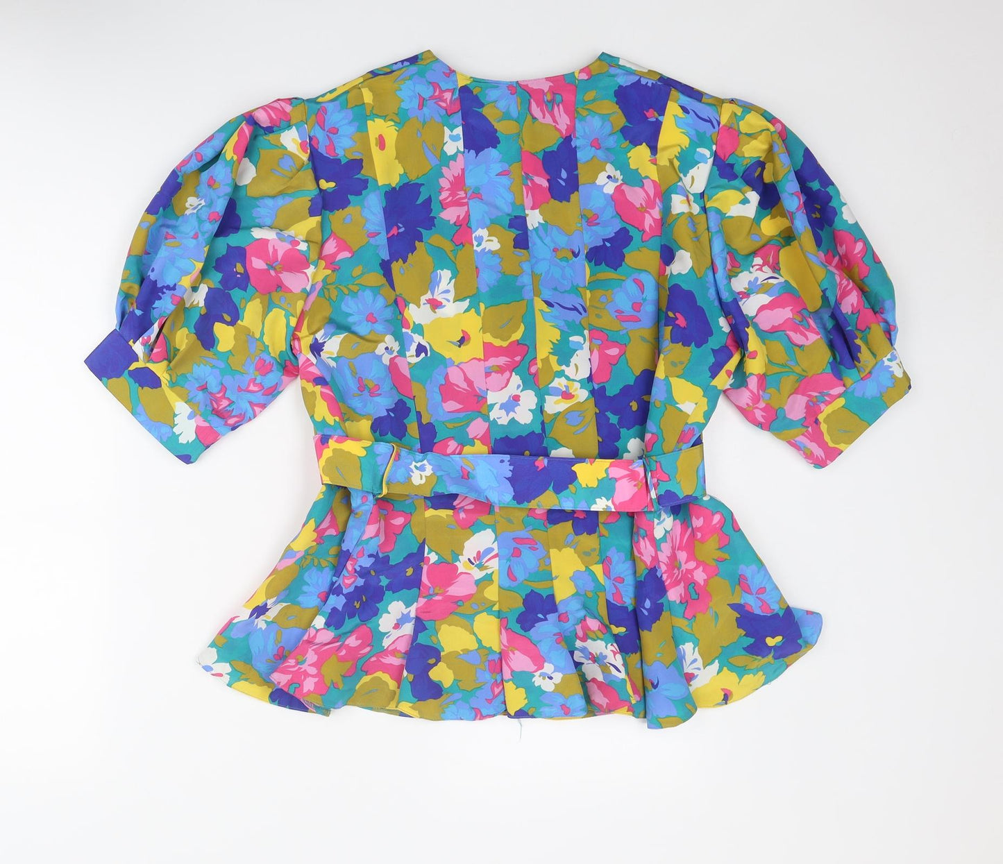 Le Clou Womens Multicoloured Floral Polyester Basic Blouse Size 14 Round Neck
