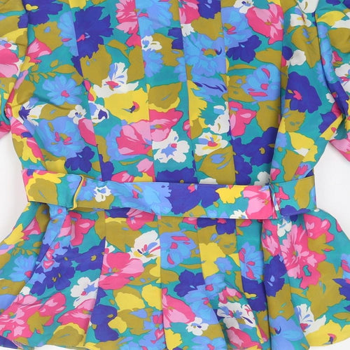 Le Clou Womens Multicoloured Floral Polyester Basic Blouse Size 14 Round Neck