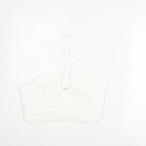Zara Womens White Viscose Cropped Tank Size XL Halter