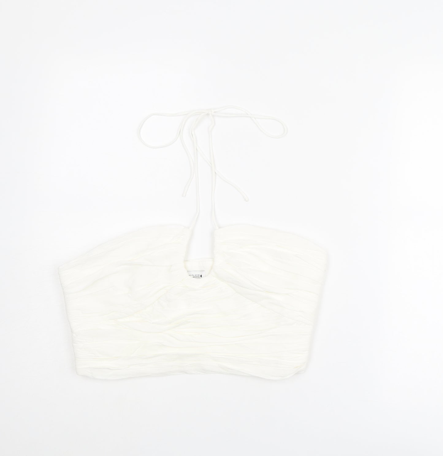 Zara Womens White Viscose Cropped Tank Size XL Halter