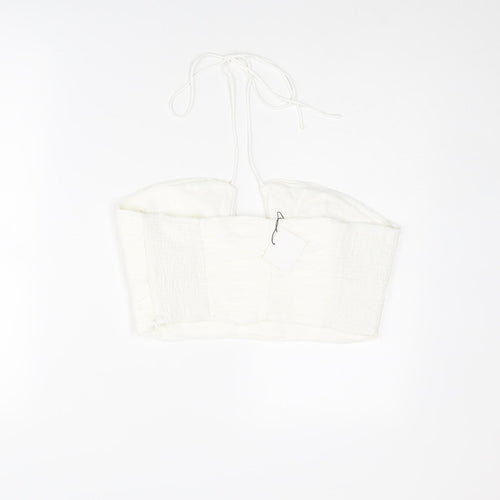 Zara Womens White Viscose Cropped Tank Size XL Halter