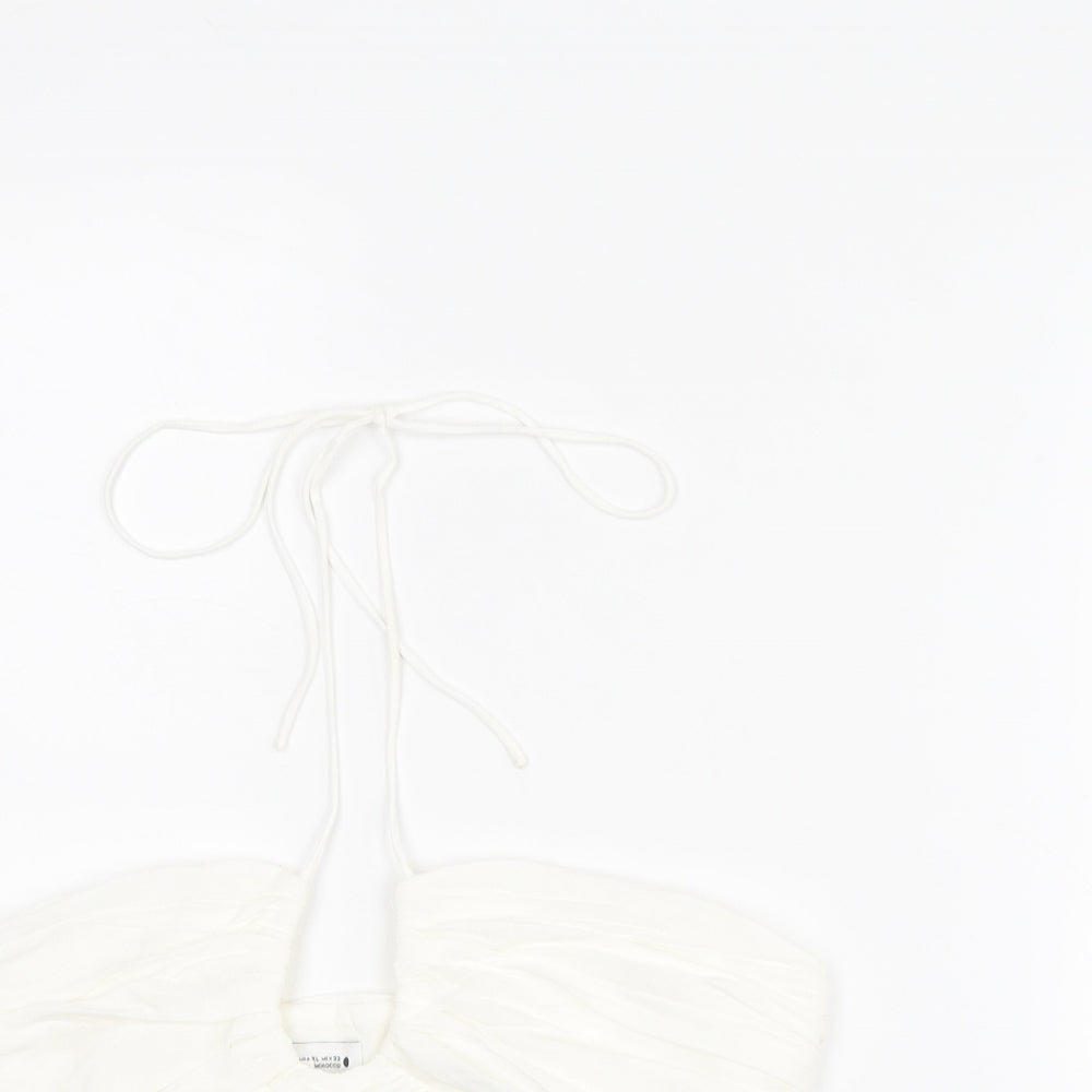 Zara Womens White Viscose Cropped Tank Size XL Halter
