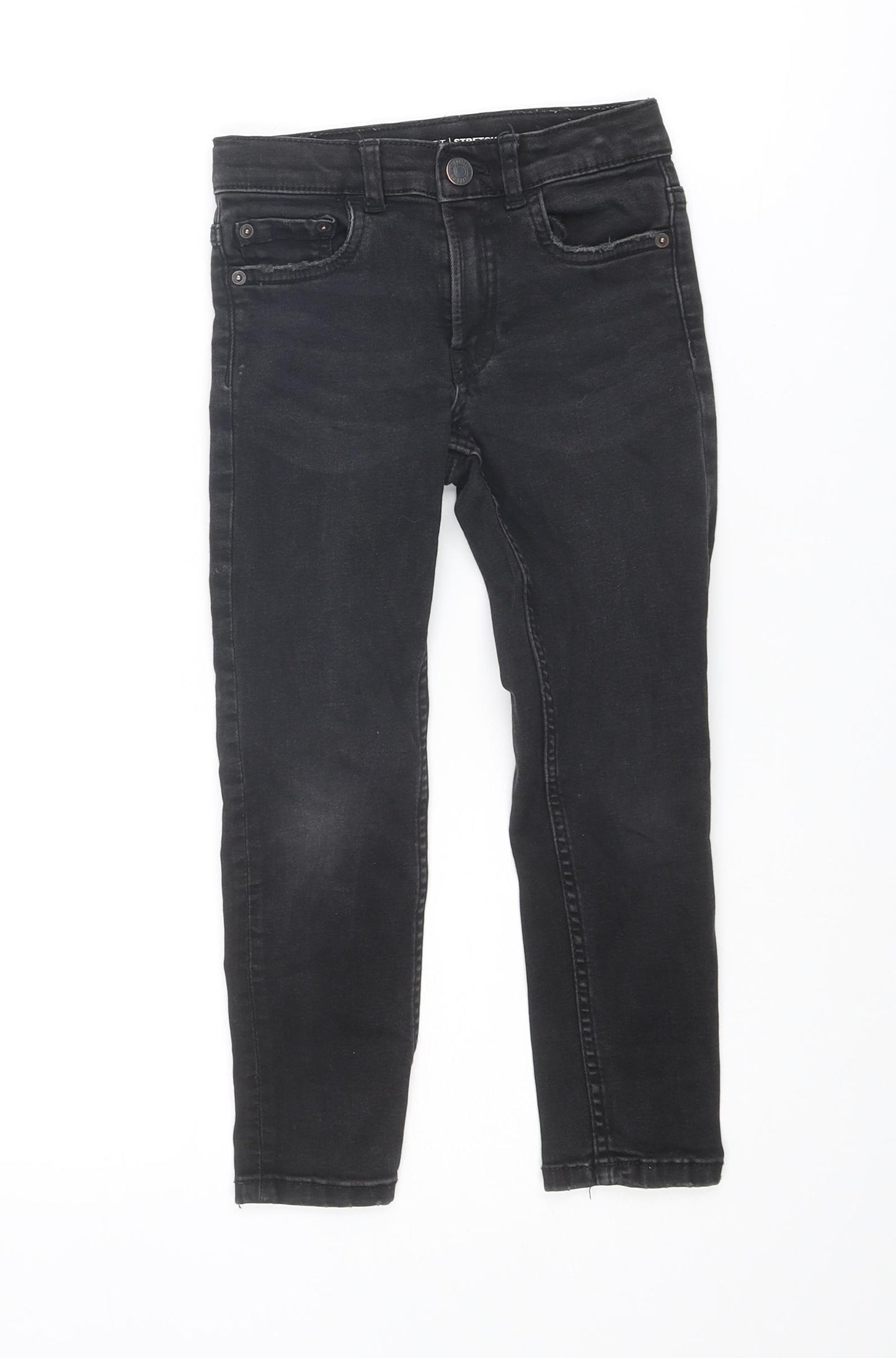 Zara Boys Black Cotton Skinny Jeans Size 6 Years Regular Zip