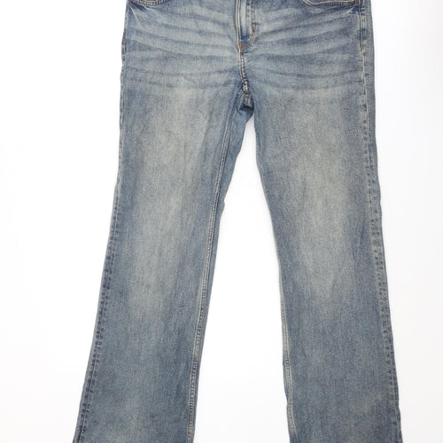 Divided by H&M Womens Blue Cotton Straight Jeans Size 18 Regular Zip