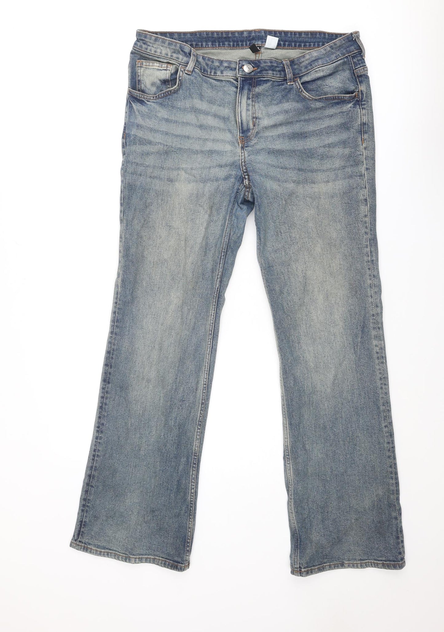 Divided by H&M Womens Blue Cotton Straight Jeans Size 18 Regular Zip