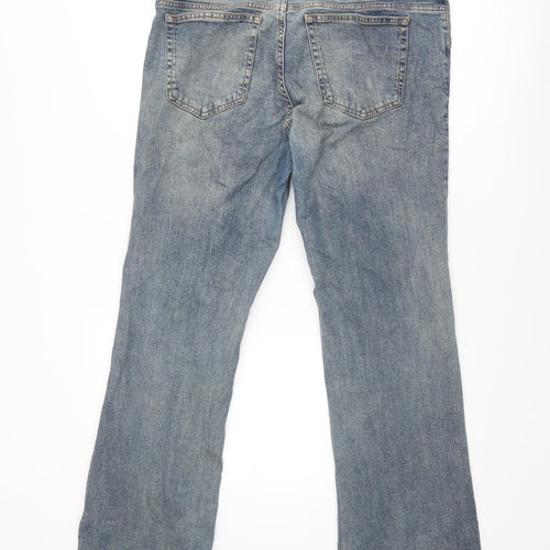Divided by H&M Womens Blue Cotton Straight Jeans Size 18 Regular Zip