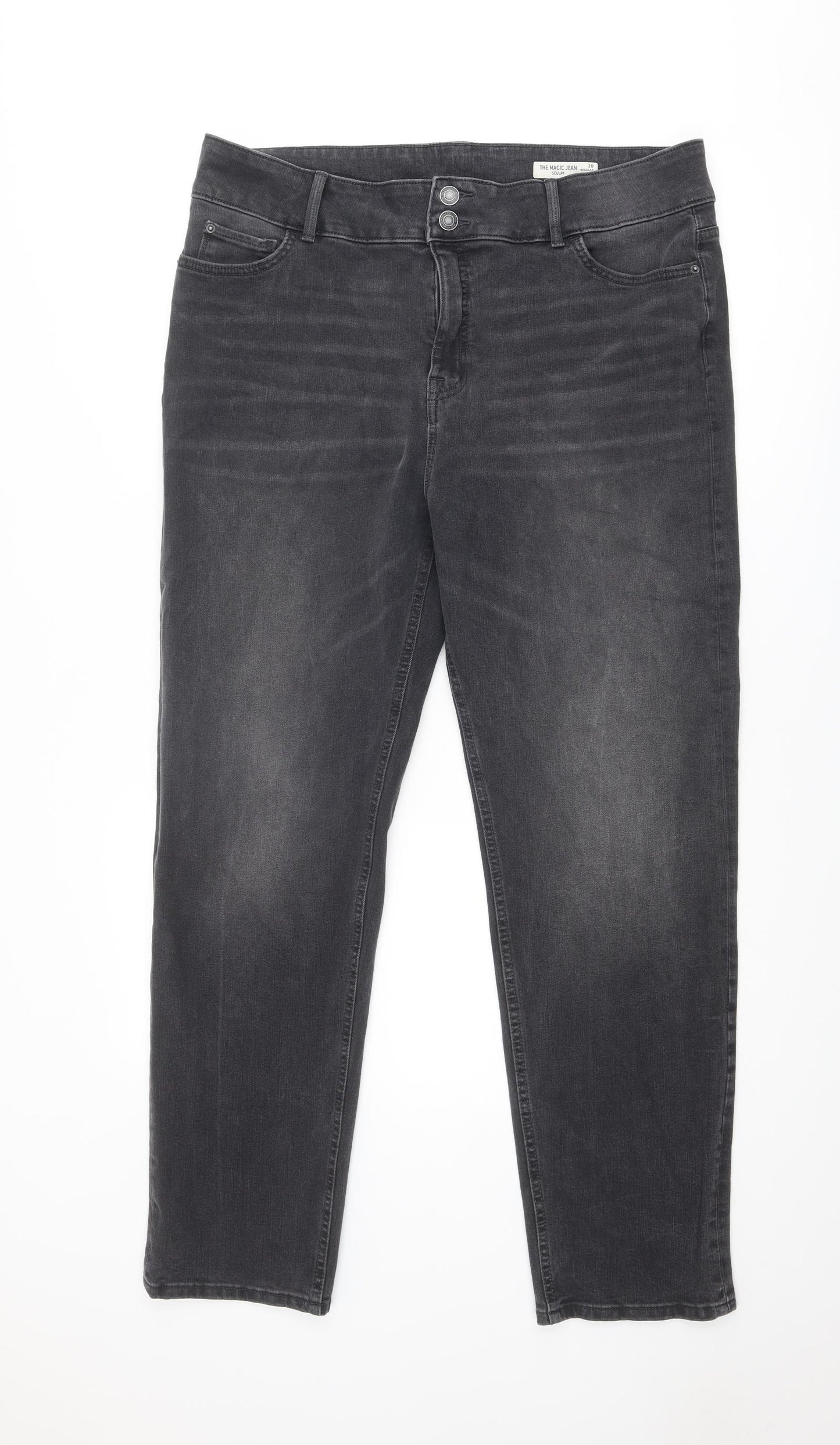 Marks and Spencer Womens Grey Cotton Skinny Jeans Size 20 Regular Zip - Sculpt
