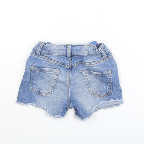 Denim & Co. Girls Blue Cotton Cut-Off Shorts Size 3-4 Years Regular