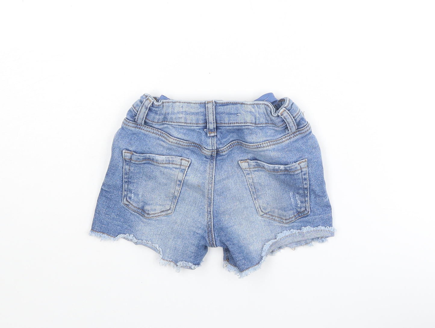 Denim & Co. Girls Blue Cotton Cut-Off Shorts Size 3-4 Years Regular