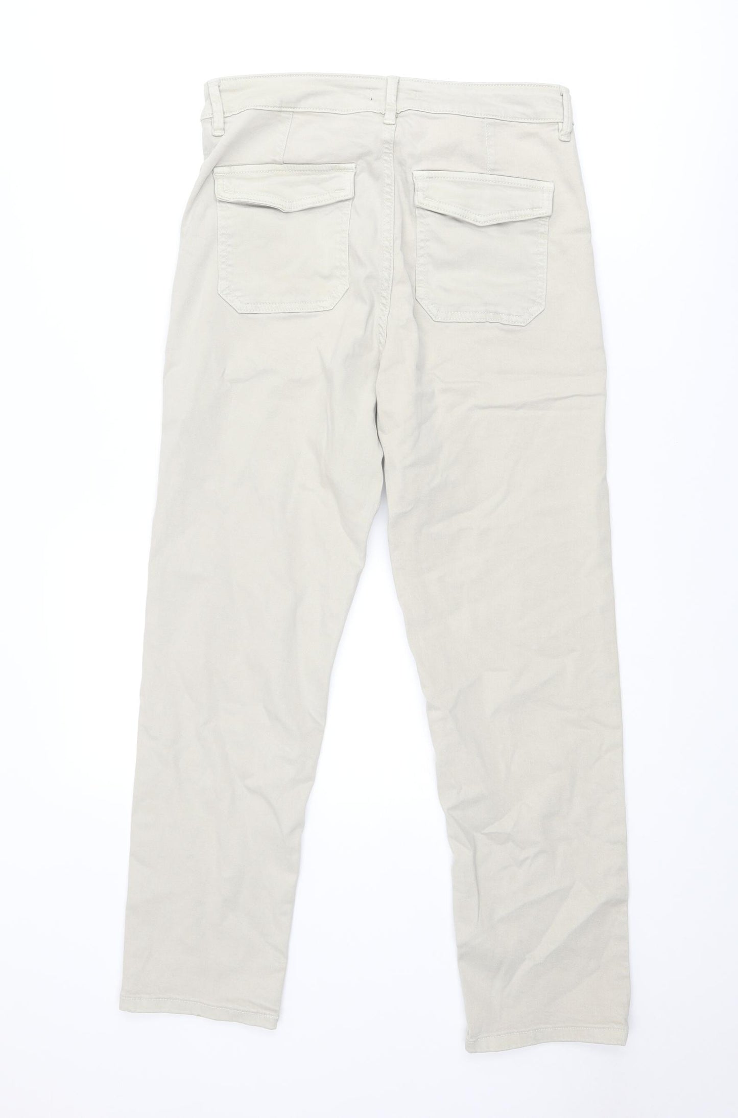 F&F Womens Beige Cotton Skinny Jeans Size 12 Slim Zip