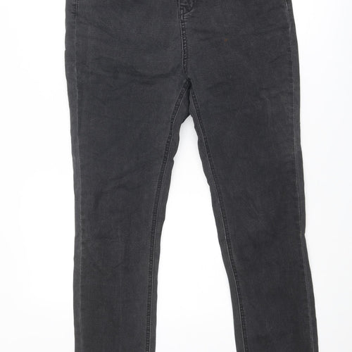 TU Womens Black Cotton Straight Jeans Size 14 Slim Zip